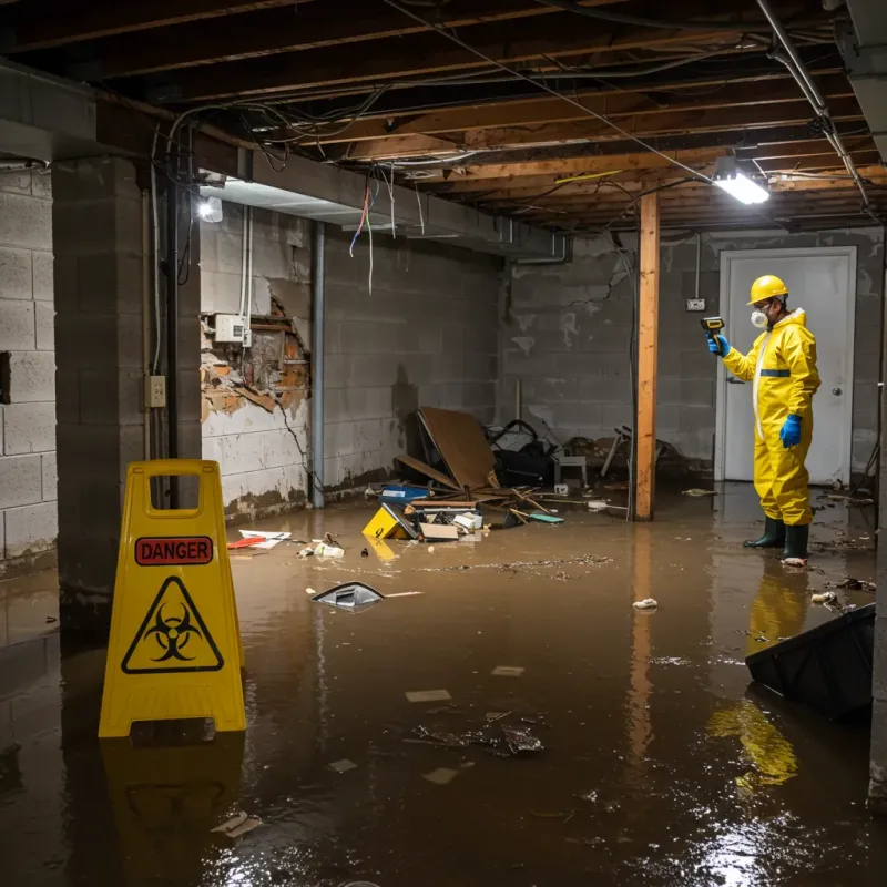 Flooded Basement Electrical Hazard in Belfield, ND Property